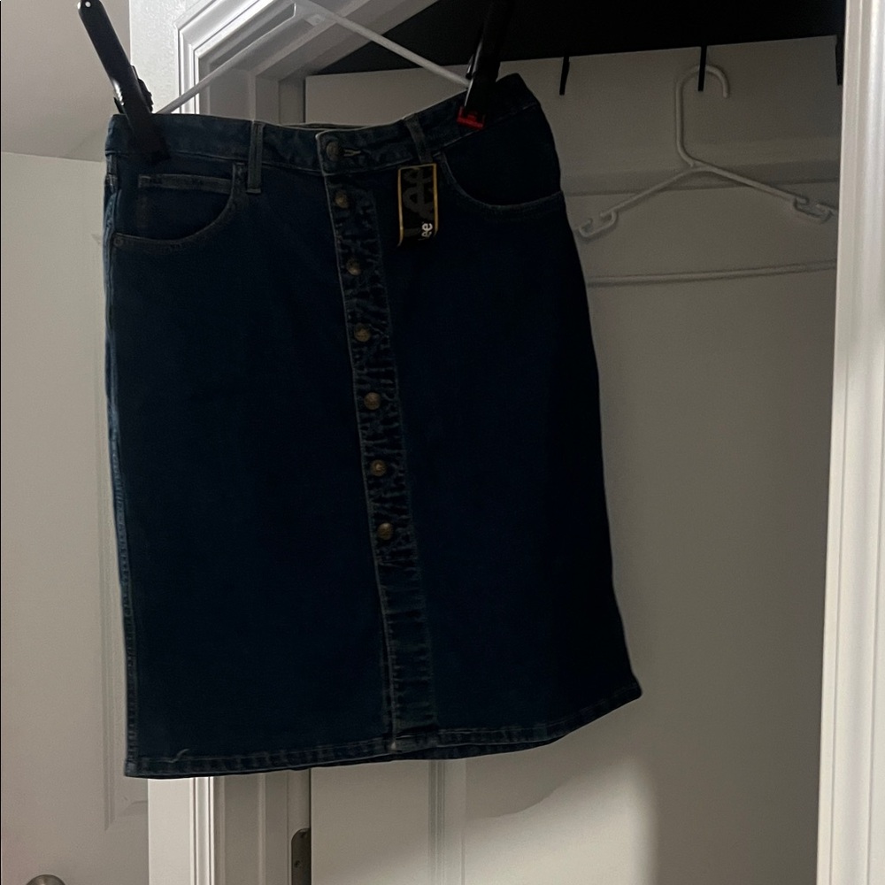 Lee Dark Blue Pencil Skirt with Button Front